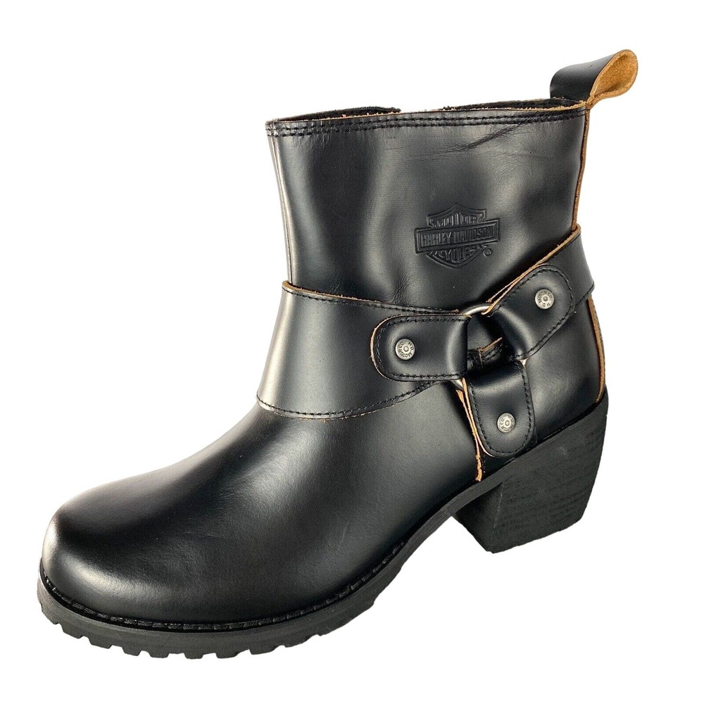 Harley Davidson Motorcycle Boots Women 7.5M Black Lalanne Harness Bikercore NEW